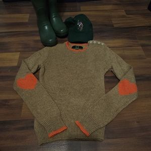 C Wonder 100% Wool sweater with heart elbows